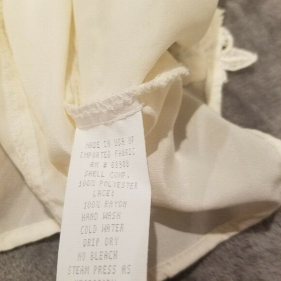 San Andre Women's V-Neck Floral Embroidered Lace Vest Size 16 Ivory Tie-Back - Picture 5 of 8